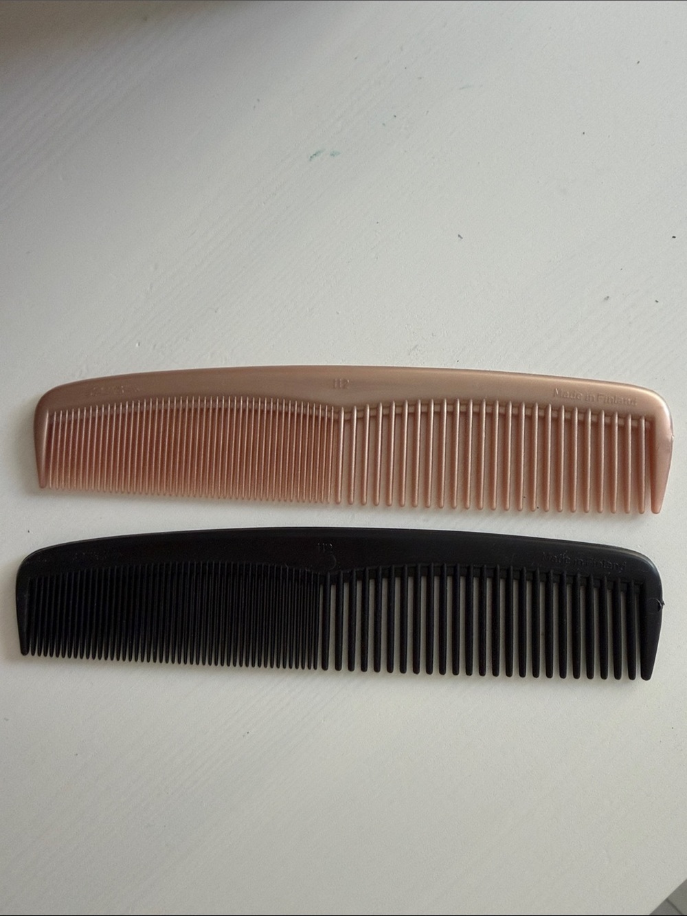 Vintage Dual-Teeth Men's Hair Combs (2)- Black and Rose Gold Made in Finland